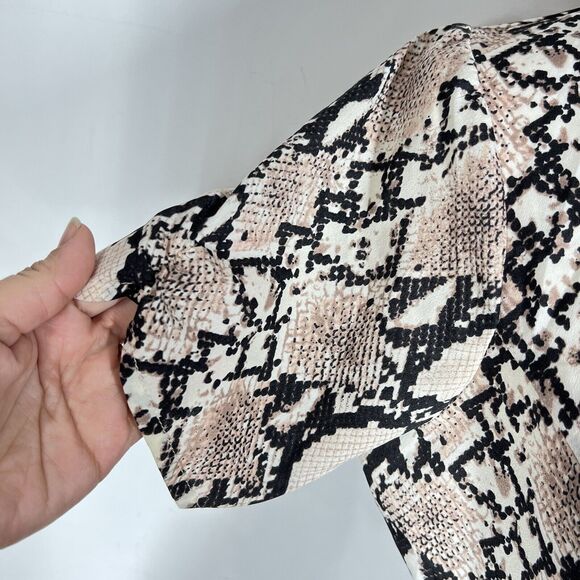 Lulus Lets Snake Grey Snake print Collared Button Front Midi Shirt Dress Sz S - Picture 10 of 12